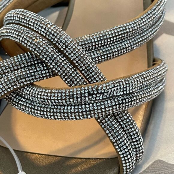 Bella Vita Carmen Heeled Slip-On Sandals Metallic Bronze Suede Block Heel 9 Wide - Picture 10 of 14